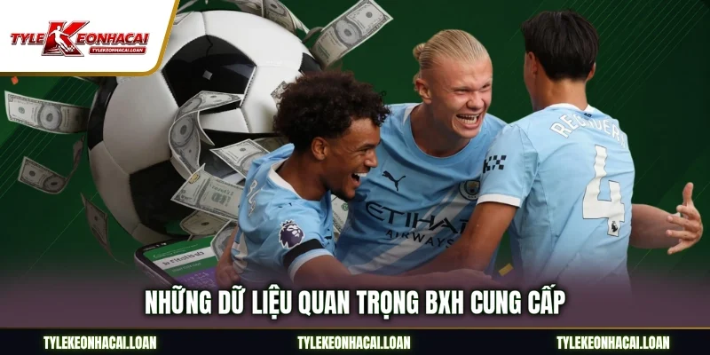 Những dữ liệu quan trọng BXH cung cấp